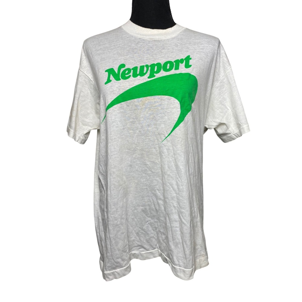 Screen Stars White T-Shirt with Green Newport Logo